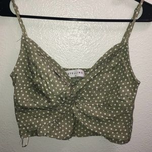 Green polka dot crop top